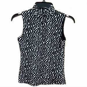 Alfani Petite Black and White Pattern Sleeveless Mock Neck Top